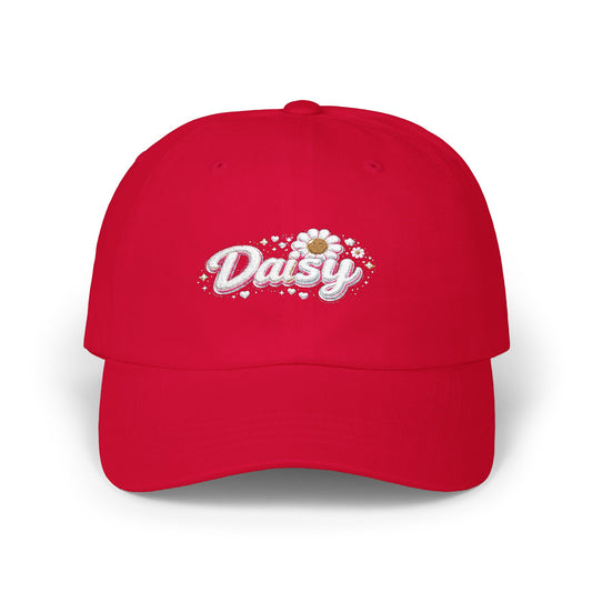 Daisy Script Dad Cap - Floral Vintage Baseball Hat